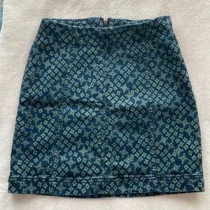 Free People green patterned skirt size 0